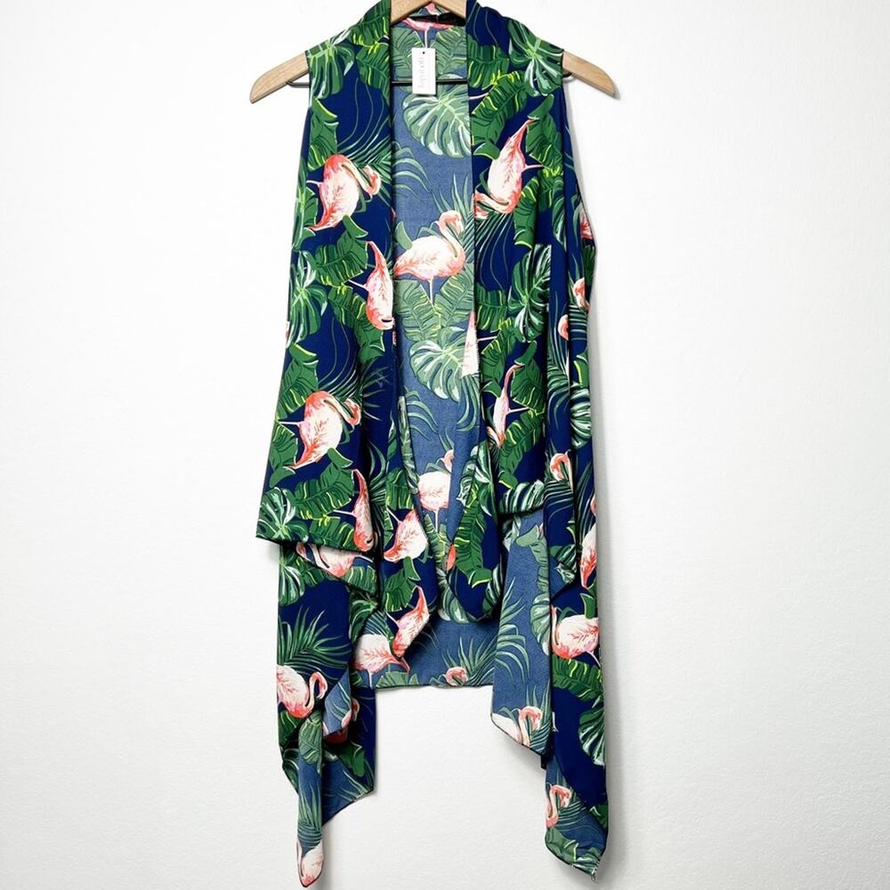 Top It Off Flamingo Tropical Women Cardigan One Size 100% Polyester